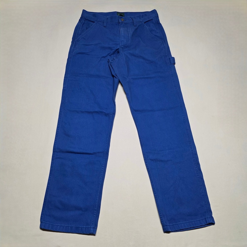 J.Crew Men 32x34(32") Blue Jeans/Pants FlatFront Workwear Straight Leg Carpenter